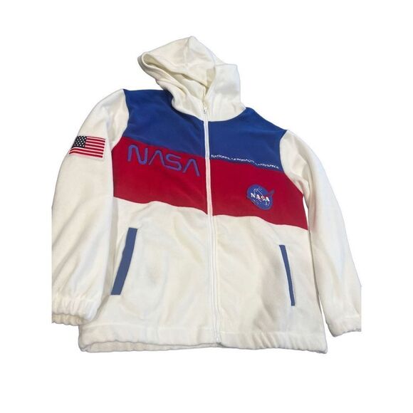 Zaful NASA embroidered fleece hoodie Jacket - Picture 1 of 7